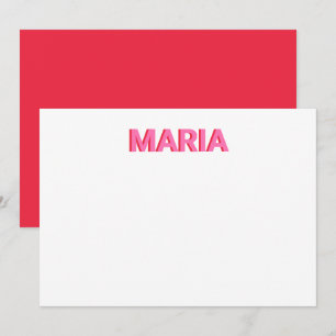 Personalised Shadow Monogram Initial Pink Thank You Card