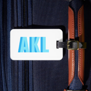 Personalised Shadow Monogram Pastel Blue Custom Luggage Tag
