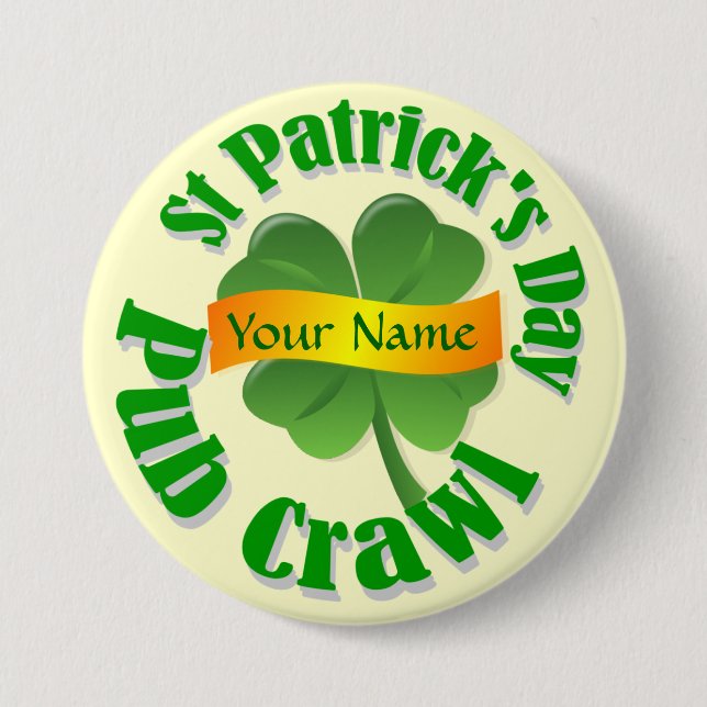 Personalised shamrock St Patrick's 7.5 Cm Round Badge (Front)