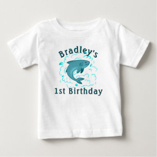 Personalised Shark 1st Birthday Baby T-Shirt