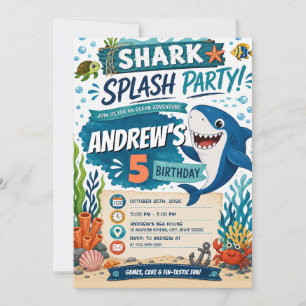 Personalised Shark Birthday Invitation