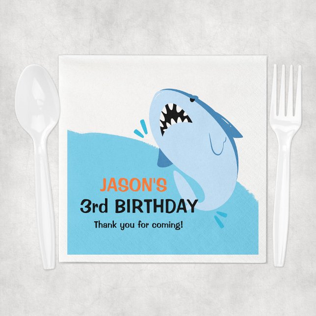 Personalised Shark Birthday Party Kids Napkin (Personalized Shark Birthday Party Kids Napkins
)