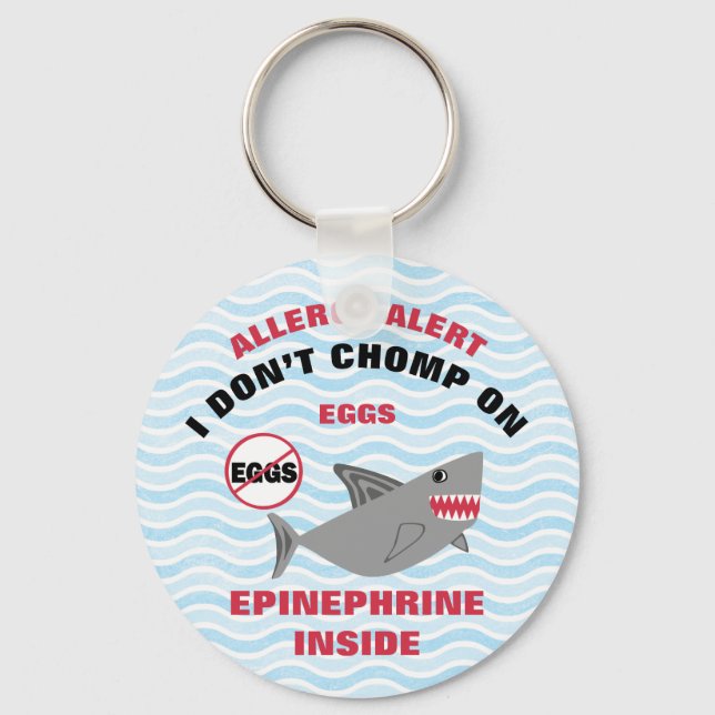 Personalised Shark Egg Allergy Epinephrine Kids Key Ring (Front)