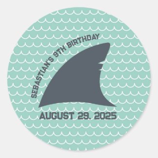 Personalised Shark Fin Sticker | Aqua & White Wave