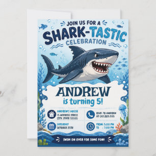 Personalised Shark Sea Ocean Birthday Invitation