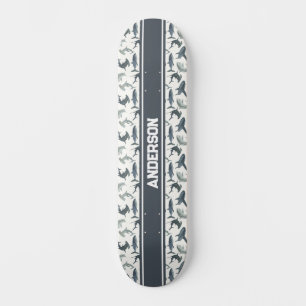 Personalised Shark Skateboard   Watercolor Sharks
