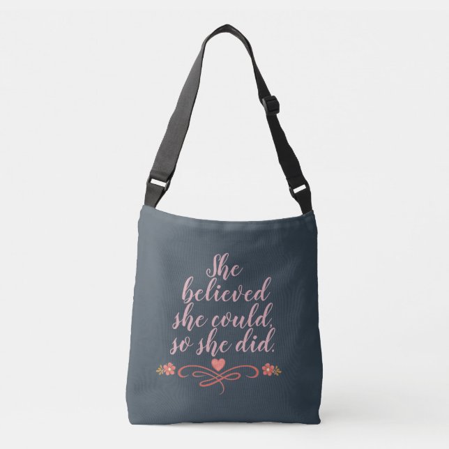 Personalised She Believed She Could Blush Pink  Crossbody Bag (Front)