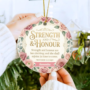 Personalised She Is Clothed With Strength Ornament