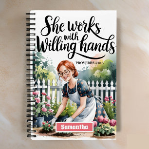 Personalised She Works with Willing Hands Journal