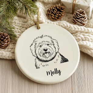 Personalised Sheepdog Dog Christmas Ceramic Tree Decoration