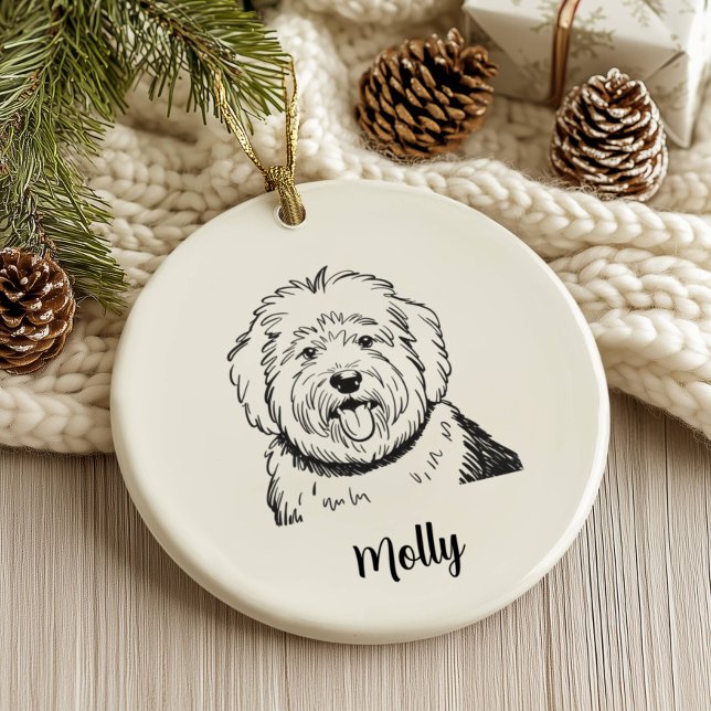Personalised Sheepdog Dog Christmas Ceramic Tree Decoration (Creator Uploaded)