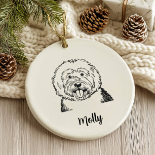 Personalised Sheepdog Dog Christmas Ceramic Tree Decoration