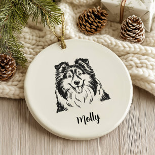 Personalised Sheltie Dog Christmas Ceramic Tree Decoration