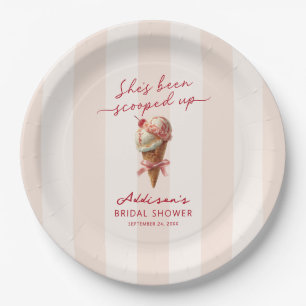 Personalised She's Been Scooped Up Bridal Shower Paper Plate