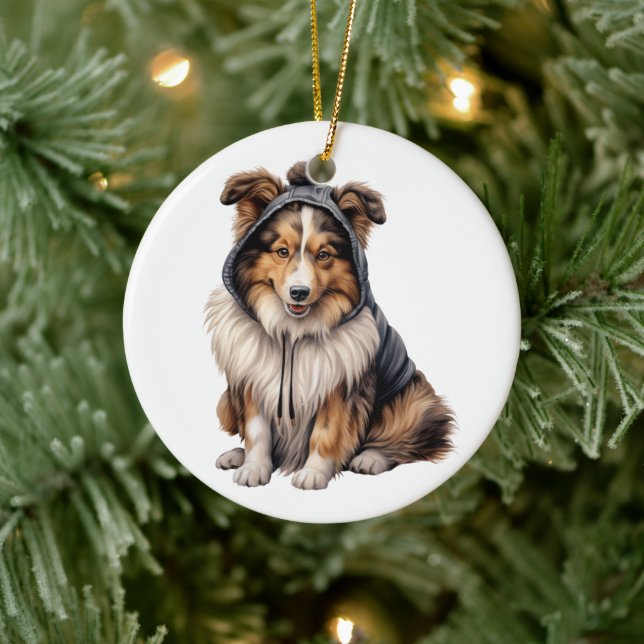 Personalised Shetland Sheepdog Dog Ceramic Tree Decoration (Tree)