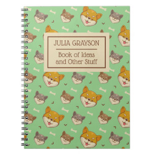Personalised Shiba Inu Dog Pattern Custom Name Notebook