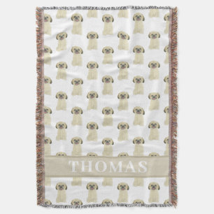 Personalised Shih Tzu (Blonde Tan Golden) Tan Throw Blanket