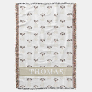 Personalised Shih Tzu (Brown & White) Tan & White Throw Blanket