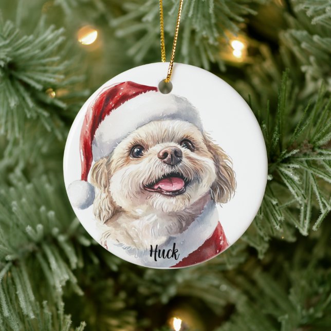 Personalised Shih Tzu Christmas Dog Ceramic Tree Decoration (Tree)