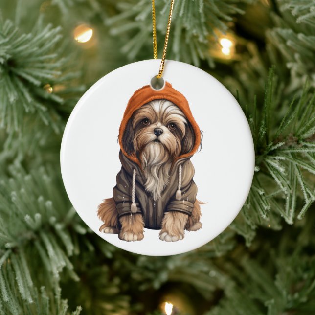Personalised Shih Tzu Dog Art Ceramic Tree Decoration (Tree)