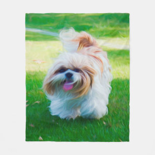 Personalised Shih Tzu   dog Birthday card Fleece Blanket