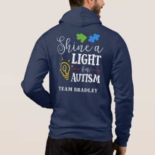 Personalised Shine A Light on Autism Matching Team Hoodie