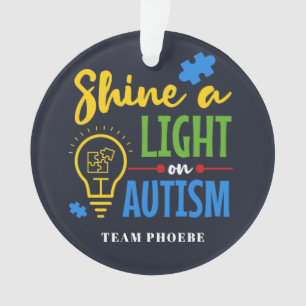 Personalised Shine A Light on Autism Matching Team Ornament