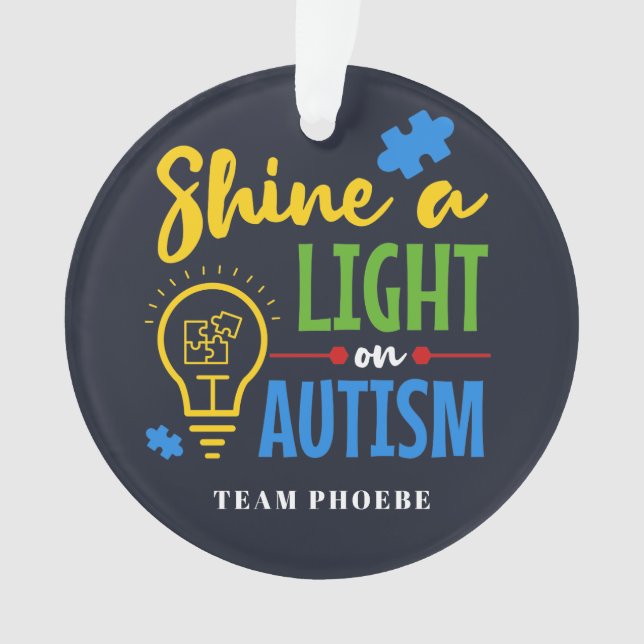 Personalised Shine A Light on Autism Matching Team Ornament (Front)