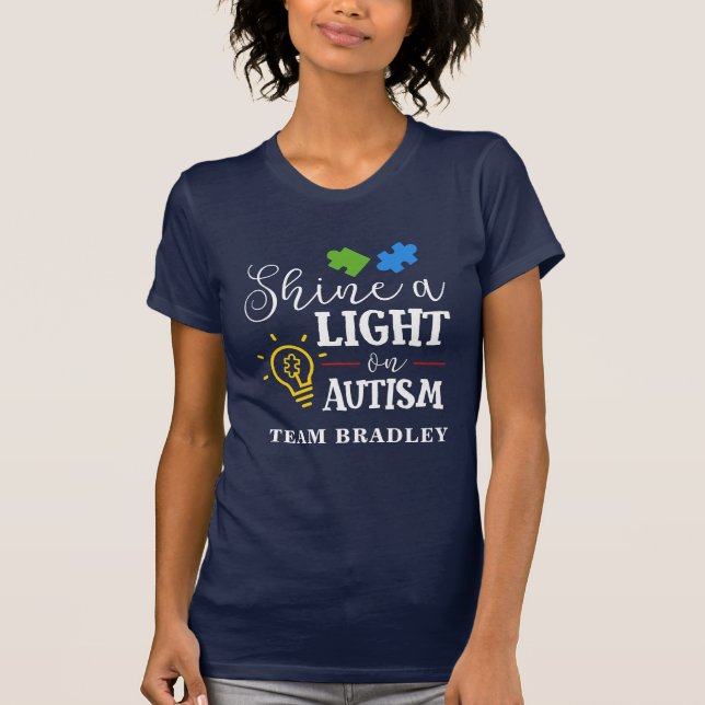 Personalised Shine A Light on Autism Matching Team T-Shirt (Front)