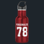 Personalised shiny metallic sports water bottle<br><div class="desc">Personalised stainless steel sports water bottle. Custom shiny metal water bottle in many colours. Great for sports teams and outdoor activities. ie basketball, baseball, football, tennis, soccer, volleyball etc. Personalise with your own name, jersey number, initials or slogan in big letters. Cool sporty college typography. Suitable for sporty men women...</div>