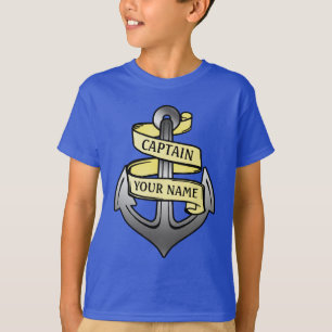 Personalised Ship Captain Your Name Anchor T-Shirt