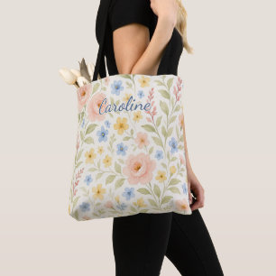 Personalised Shopping Bag With French Floral Art