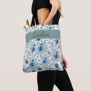 Personalised Shopping Bag With French Floral Art