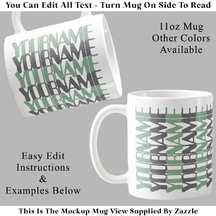 Personalised Short Custom Name Grn Hidden Message Coffee Mug