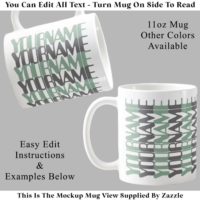 Personalised Short Custom Name Grn Hidden Message Coffee Mug (Creator Uploaded)