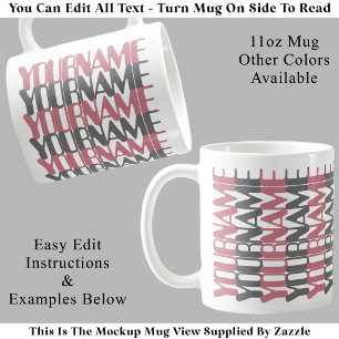Personalised Short Custom Name Pink Hidden Message Coffee Mug