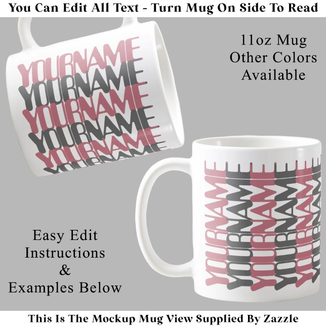 Personalised Short Custom Name Pink Hidden Message Coffee Mug (Creator Uploaded)
