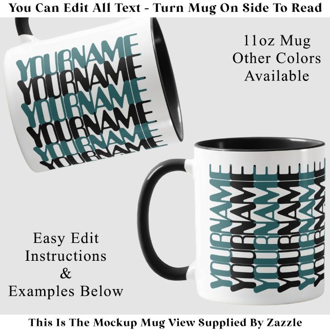 Personalised Short Custom Name Teal Hidden Message Mug (Creator Uploaded)