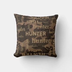 Personalised Shorter Name Brown Camo Cushion