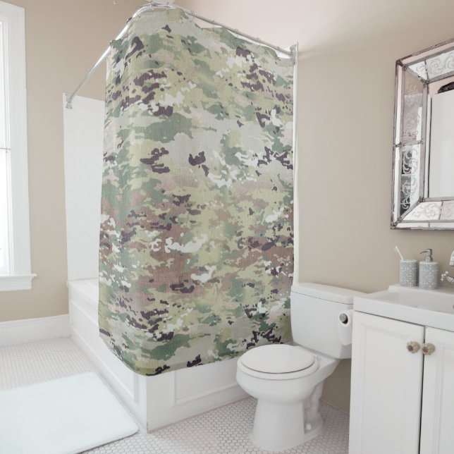 Personalised Shower Curtain Army OCP Camo Uniform (In Situ)