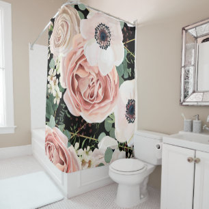 Personalised Shower Curtain Geometric Garden Black