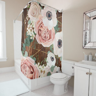 Personalised Shower Curtain Geometric Garden Rose
