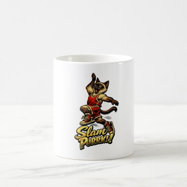 Personalised Siamese Basketball Cat Coffee Mug (Center)