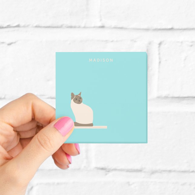 Personalised Siamese Cat Blue Sticky Notes (Creator Uploaded)