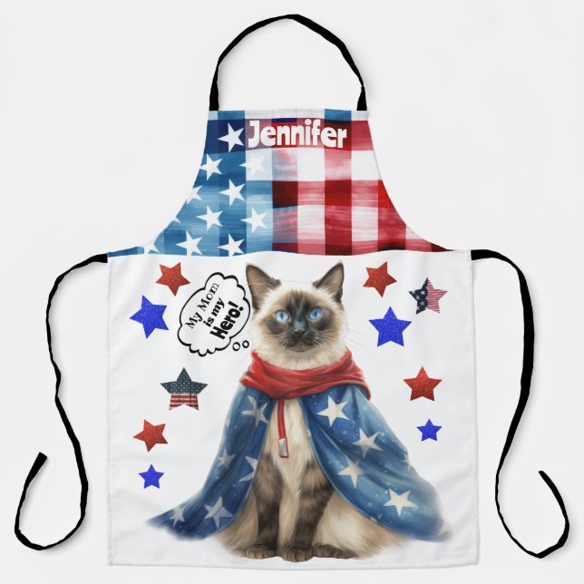 Personalised Siamese Cat Mum All-Over Print Apron (Front)