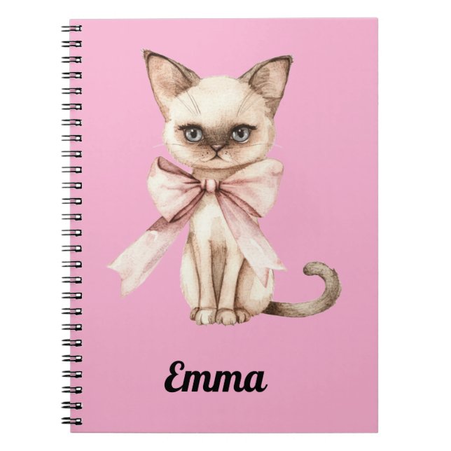 “Personalised Siamese Cat Notebook  (Front)