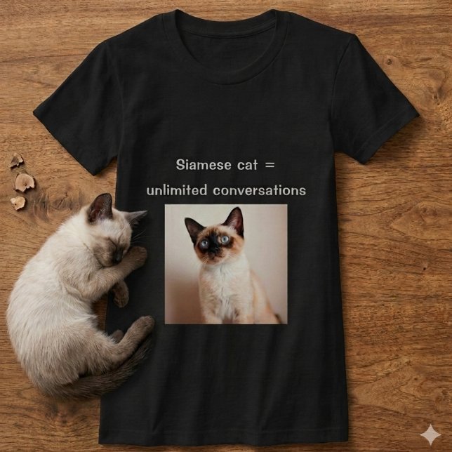 Personalised Siamese Cat Shirt Custom Photo Gift (Black T-shirt for Siamese cat lovers)