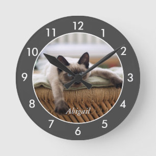 Personalised Siamese Kitten   Cat Large Clock