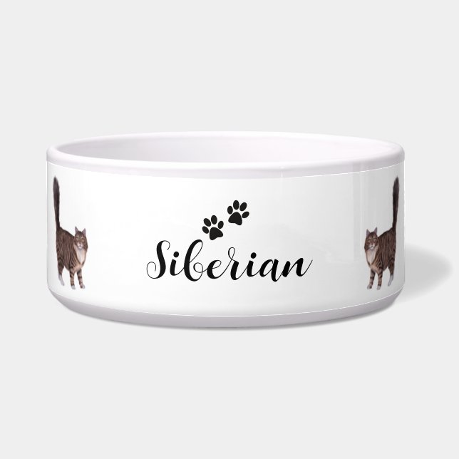 Personalised Siberian Cat Bowl with Name & Breed  (Front)