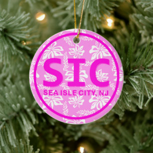 Personalised SIC Sea Isle City NJ Pink Ornament